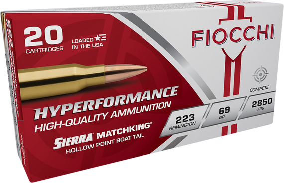 Fiocchi Hyperformance, 223 Rem, 69 Grain, Sierra MatchKing BTHP, 20 Rounds - 762344704166 