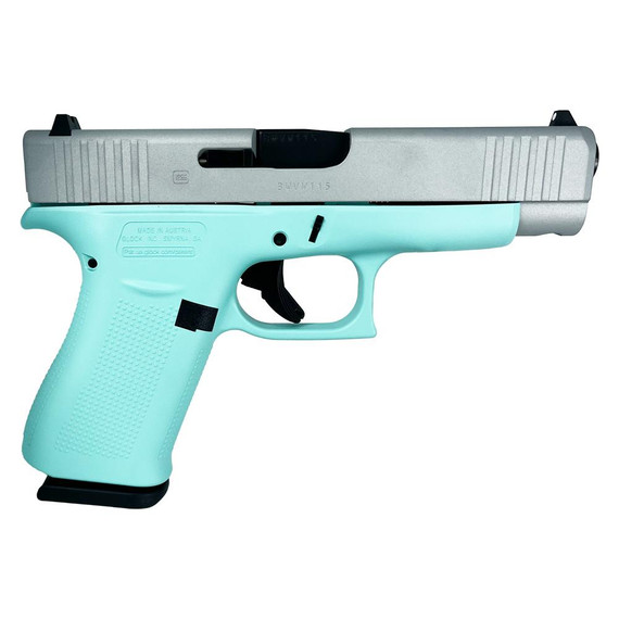 Glock G48, 9MM Luger, 4.17" Barrel, 10 Rds, Robin's Egg Blue Frame/Crushed Silver Slide - 688099402884 