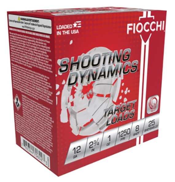 Fiocchi Shooting Dynamics 12ga 2 3/4" 1oz #8, 250 Rounds - 762344856414 