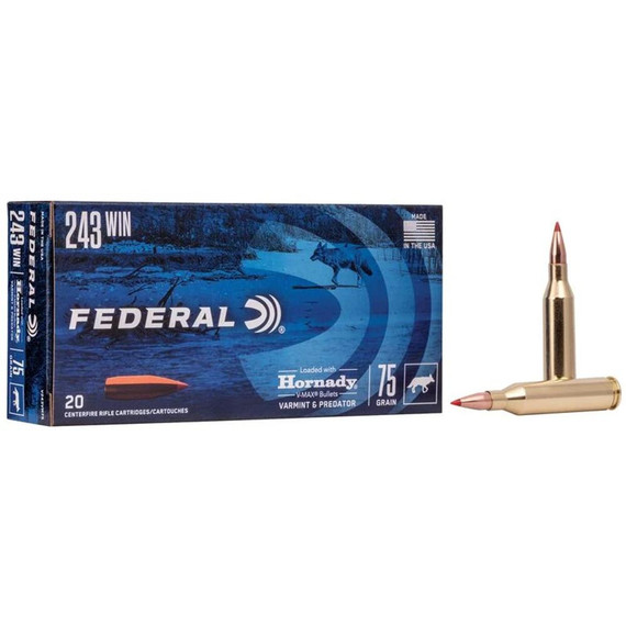 Federal Varmint & Predator, .243 Win, 75 gr V-Max, 20 Rds 