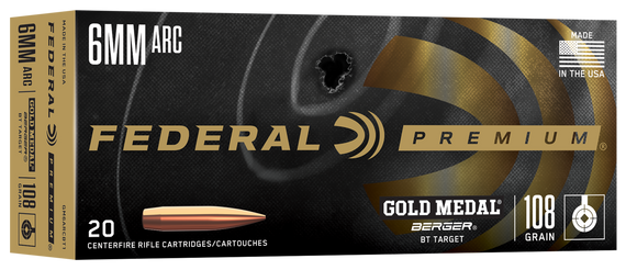 Federal Gold Medal, 6MM ARC, 108 Grain, 20 Rds - 604544701555 