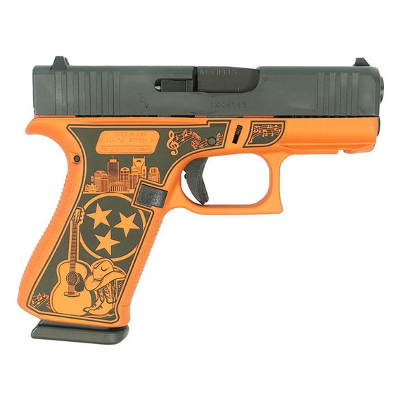Glock G43X, 9MM Luger, 3.41" Barrel, 10 Rds, Custom Orange - 757106322931 