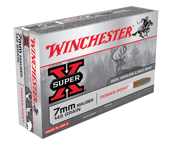 Winchester Super-X, 7mm Mauser, 145 Grain, Power-Point, 20 Rounds - 020892201736 