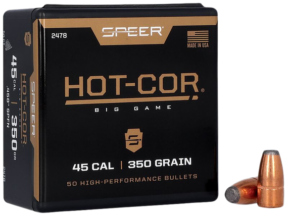 Speer Hot-Cor 2478, 45 Cal, 350gr Soft Point Flat Nose - 076683024787 