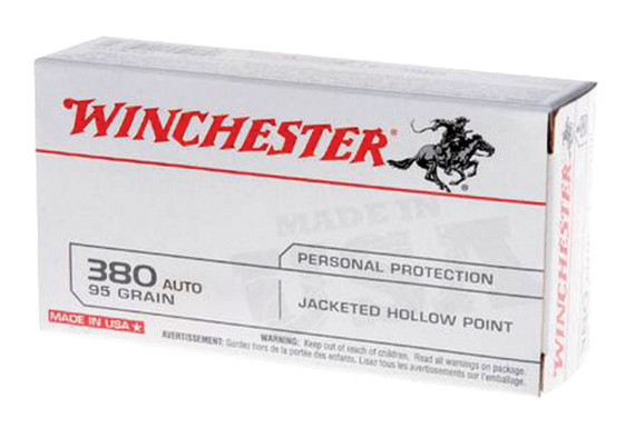 Winchester Super-X 380 AUTO, 95 Grain, Jacketed Hollow Point, 50/Box 