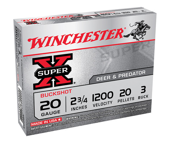 Winchester SuperX 20Ga 2.75" 20pel Buffered 3 Buck - 020892007154 