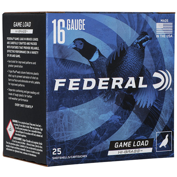 Federal GAME-SHOK HI-BRASS, 16GA, 2.75" Shell, 1 1/8 OZ, #4 Shot - 029465004514 