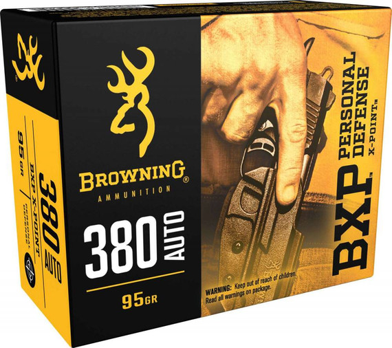 Browning BXP JHP 380 Auto, 95 Grain, 200 Rounds - 020892222496 