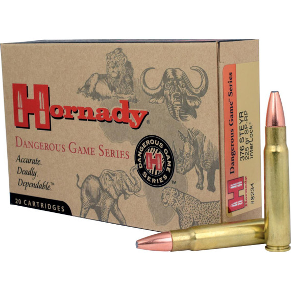 Hornady Dangerous Game Series .376 Steyr 225 gr SP, 20 Rds - 090255382341 