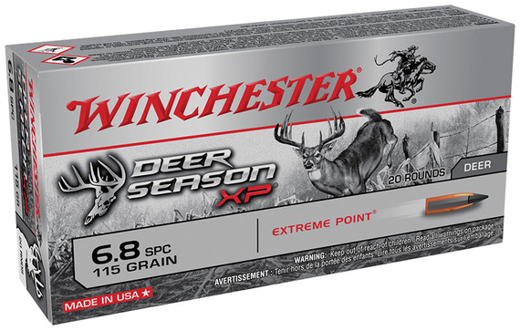 Winchester Deer Season XP, 6.8 SPC, 115 Grain, Extreme Point, 20 Rounds - 020892230453 