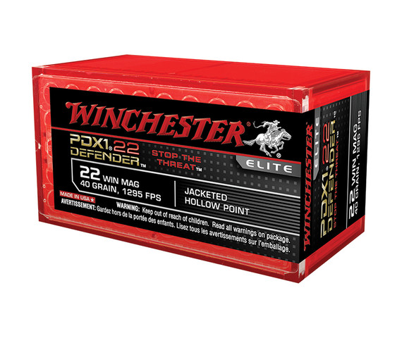 Winchester PDX1 Defender, 22 Win Mag, 40 Grain, Jacketed Hollow Point, 50 Rds - 020892103054 