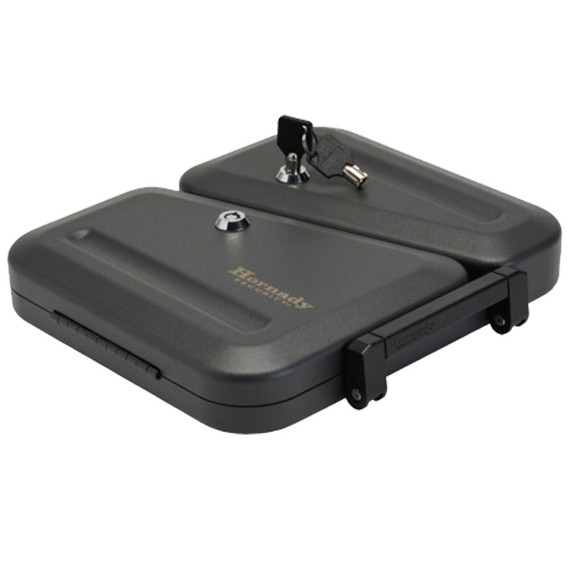 Hornady Dual-Lid Lock Box, Key Entry, Black Steel, Holds 2 Handguns 