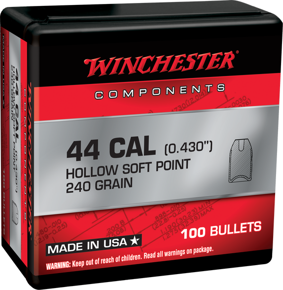 Winchester WB44SP240X, 44 Special, 240gr Soft Point, Box of 100 - 020892634008 