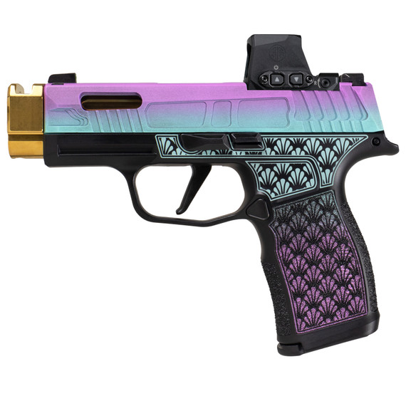 SIG Sauer P365X Island Bug, 9MM, 3.10" Barrel, 12 Rds, Purple / Green Cerakote - 810105519778 