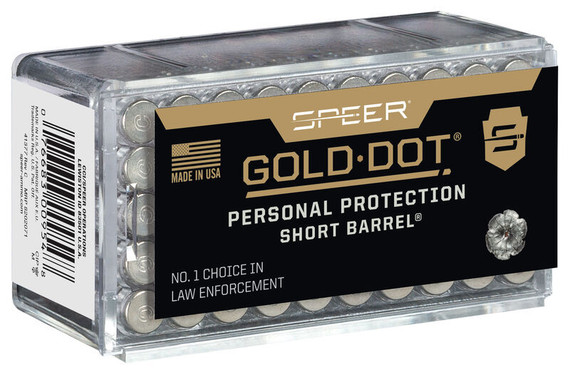 Speer Gold Dot Short Barrel, 22 WMR, 40 Grain, Hollow Point, 50 Rds - 076683009548 