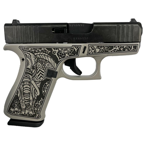 Glock G43X, 9MM, 3.41" Barrel, 10 Rds, Gray Steel Elephant Engraved - 688099402921 