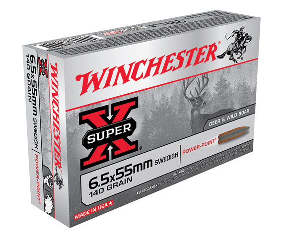 Winchester Super-X, 6.5x55 Mauser, 140 Grain, Power-Point, 20/Box - 020892206069 