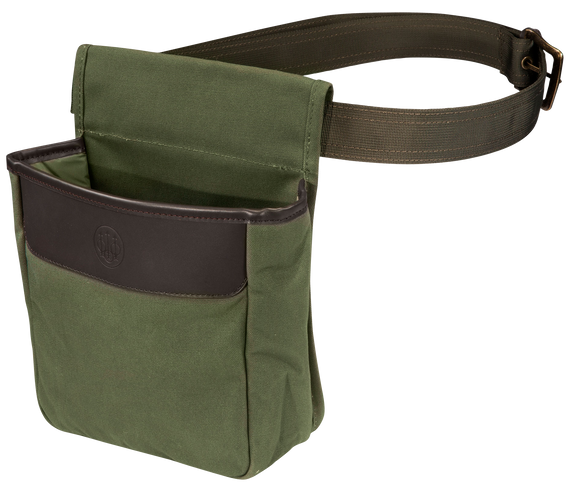 Beretta Waxwear Shell Pouch, Green Cotton/Leather, Waterproof