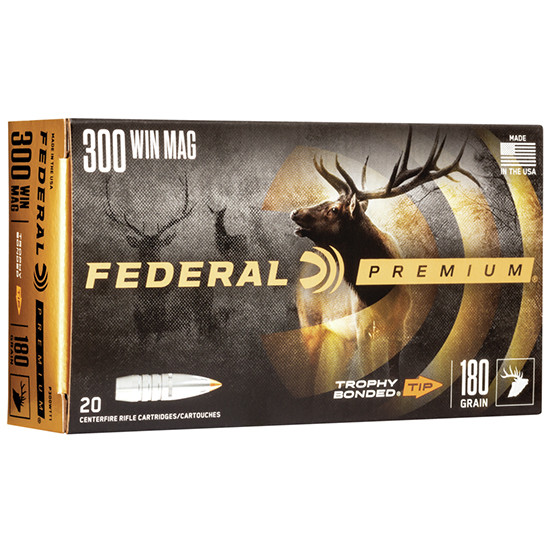 Federal FED VITAL-SHOK, 300 WIN MAG, 180 Grain Trophy Bonded Tip, 20 Rds, Nickel Plated - 029465099473 