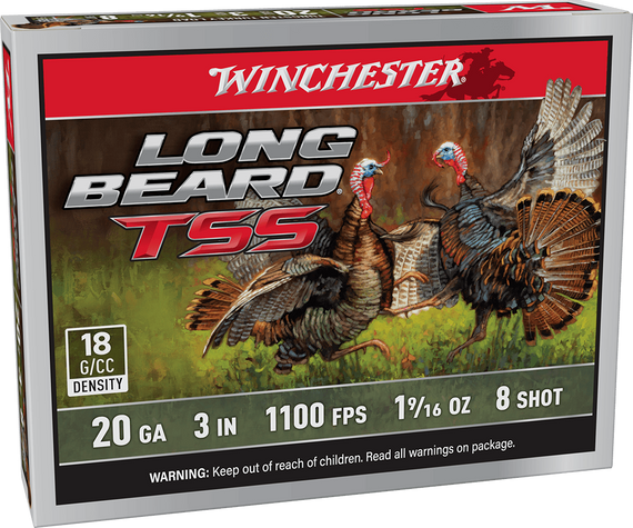 Winchester Long Beard TSS, 20 Gauge, 3" Shell, Tungsten #8 Shot, 5 Rounds - 020892029033 