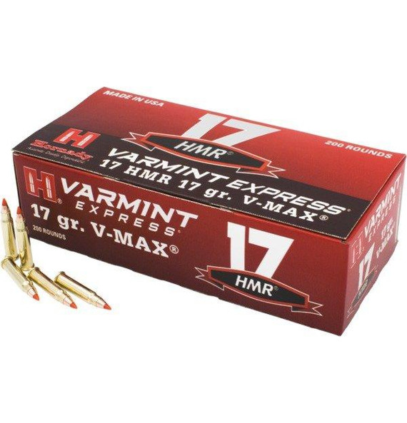 Hornady Varmint Express Rimfire Ammunition, .17 HMR, 17gr V-MAX, 2550 FPS, 200 Rounds 