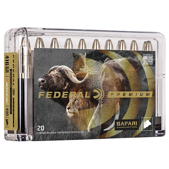 Federal P416RT1, .416 Remington Magnum, 0.00" Barrel, 20 Rds, Nickel Plated Brass 