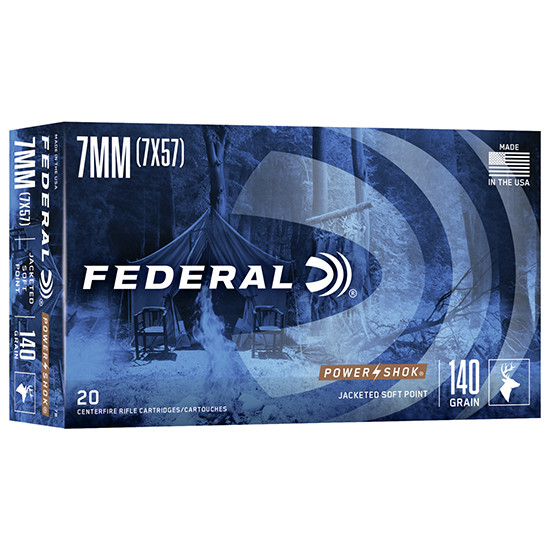 Federal FED POWER-SHOK, 7MM MAUSER, 140 Grain, 20 Rds, Jacketed Soft Point - 029465084417 
