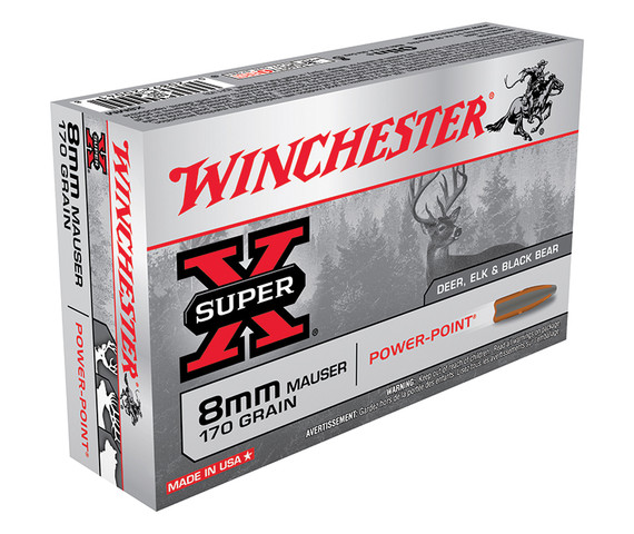 Winchester Super-X, 8mm Mauser, 170 Grain, Power-Point, 20 Rounds - 020892200418 