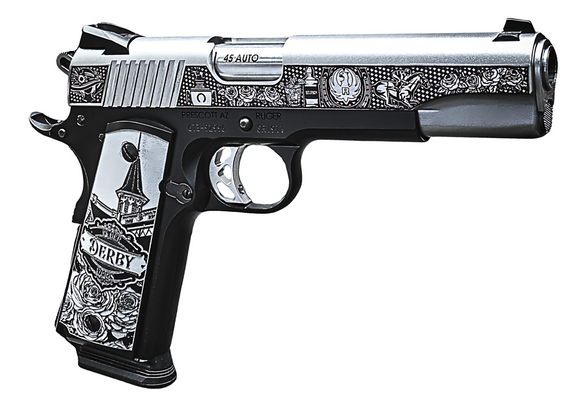 Ruger SR1911 Lightweight - 150th Derby Edition, .45 ACP, 5.00" Barrel, 8 Rds, Gray/Black Engraved - 789091434016 