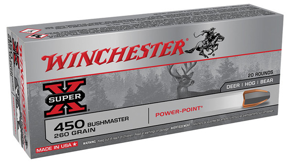 Winchester Super-X 450 Bushmaster, 260gr Power-Point, 20 Rounds - 020892227958 