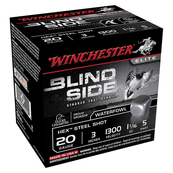 Winchester BlindSide, 20Ga, 3" 1-1/16oz, #5 Hex Steel Shot - 020892020788 
