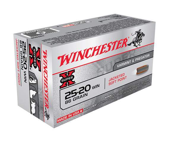 Winchester Super-X 25-20 Win 86gr JSP, 50 Rounds, Brass Casing - 020892200562 
