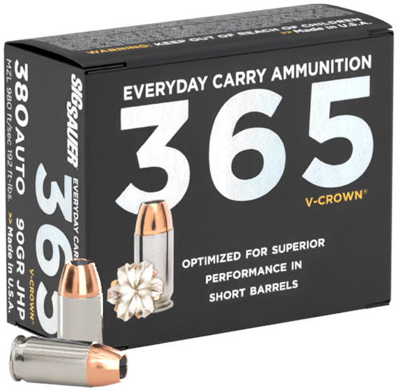 SIG Sauer Elite V-Crown JHP, 380 AUTO, 90 Grain, 20 Rounds 