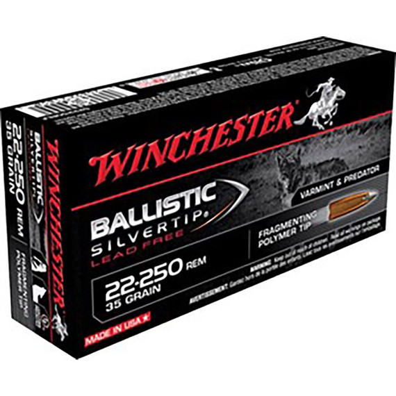Winchester Ballistic Silvertip, 22-250 Remington, 35 Grain, Fragmenting Polymer Tip - 020892213784 