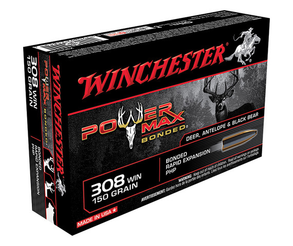 Winchester PowerMax Bonded, 308 WIN, 150gr, Protected Hollow Point, 20/box - 020892218116 