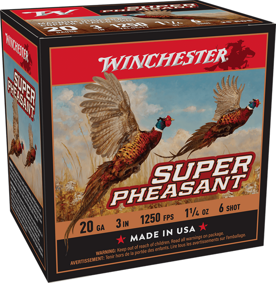 Winchester Super Pheasant Magnum High Brass, 20 Gauge, 3" Shell, 1 1/4 oz #6 Shot - 020892016705 