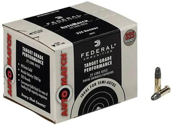 Federal Automatch, .22LR, 0.00" Barrel, 325 Rds, Brass