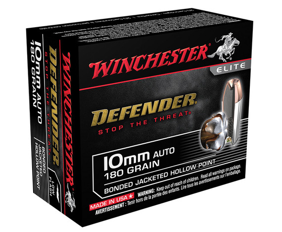 Winchester PDX1 Defender, 10mm Auto, 180 Grain, Bonded Jacketed Hollow Point, 20/Box - 020892225558 