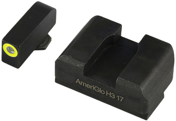 AmeriGlo GL611, Optic Compatible Sight Set, XL Tall Green Tritium LumiGreen Outline Front Sight, Black Rear Sight - 644406904632 