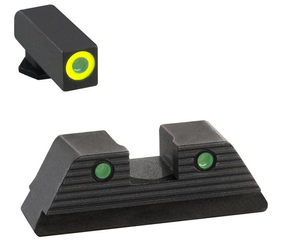 AmeriGlo GL820 Trooper Sight Set, Green Tritium Lumigreen Outline Front Sight, Green Tritium Black Outline Rear Sight