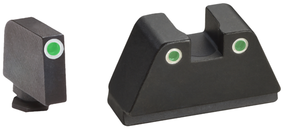 AmeriGlo GL329 Optic Compatible Sight Set for Glock, XL Tall Green Tritium, White Outline - 644406902294 