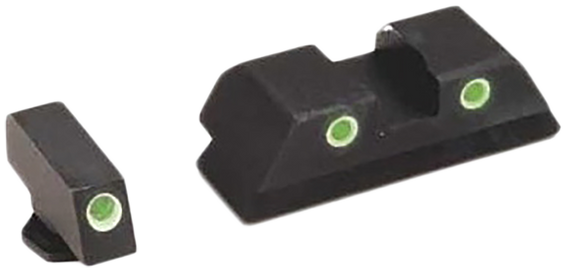 AmeriGlo GL119 Classic Tritium Sight Set, Green Tritium White Outline, for Glock - 644406900344 