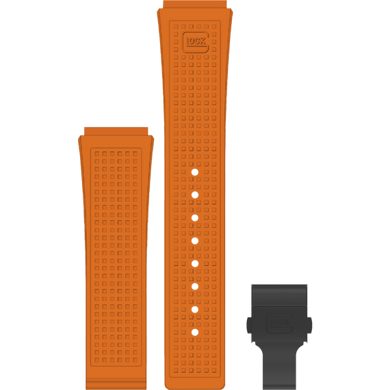 Glock Glock WATCH RUBBER STRAP, Orange, Black Clasp - 810132644238 