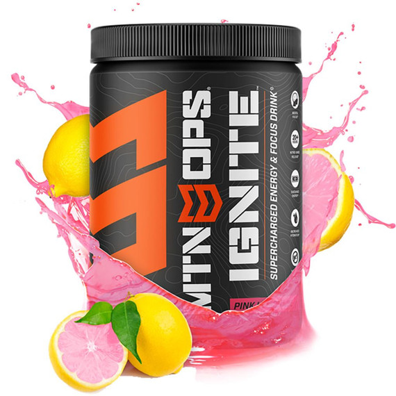 MTN OPS IGNITE SCOOP ENERGY+FOCUS, Pink Lemonade, 45 Servings, Supercharged Energy & Focus Drink - 612409520036 