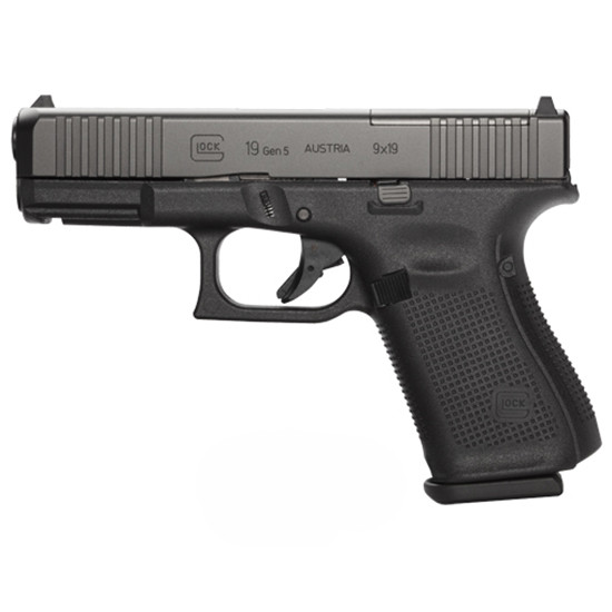 GLOCK 19 Gen5 MOS, 9MM, 4.02" Barrel, 15 Rds, Black Matte - 764503030826 