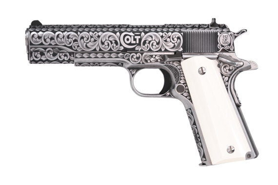 Colt Government 1911 Silverado, 45ACP, 7 Rds, Full Engraved/Ivory Grip. 
