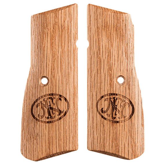 FN High Power Oak Grips, Smooth Wood, FN Logo Engraved - 845737014759 