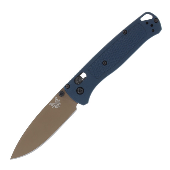 Benchmade 535FE-05 Bugout AXIS, 3.24" CPM-S30V Flat Dark Earth Cerakote Drop Point Blade, Crater Blue Grivory Handle, Manual Folding Knife