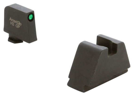 AmeriGlo GL811 Optic Compatible Sight Set for Glock, 3XL Tall, Green Tritium Black Outline Front Sight, Black Rear Sight - 644406911463 