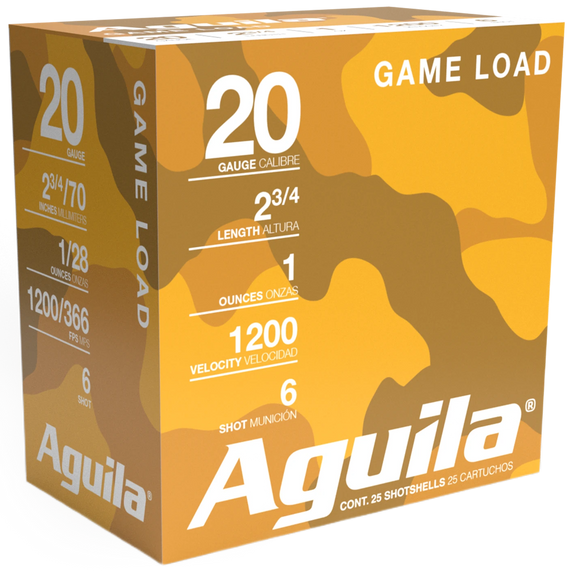 Aguila 1CHB2006, 20 Gauge, 2.75" Shell, 25 Rds, Yellow - 640420002675 